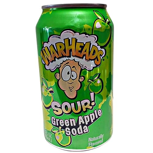 WARHEADS SOUR SODA - 355ML + Heartforcards® Versandschutz (GREEN APPLE, 12 Dosen) von HEART FOR CARDS