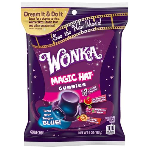 Wonka Magic Hat Gummies - 113g Packung Fruchtgummies - die leckere Süßigkeit zum neuen Film + Heartforcards® Versandschutz von HEART FOR CARDS