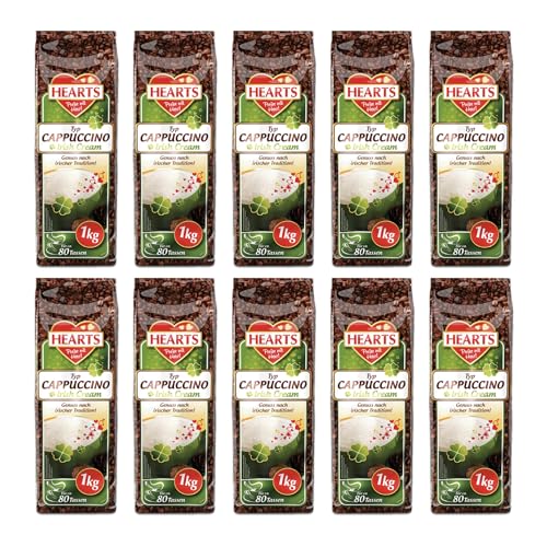 HEARTS Cappuccino Irish Cream 10 x 1kg - Genuss nach irischer Tradition - Vorratspackung - Leicht löslich, Instant Kaffeepulver - Reicht für 800 Tassen von HEART's