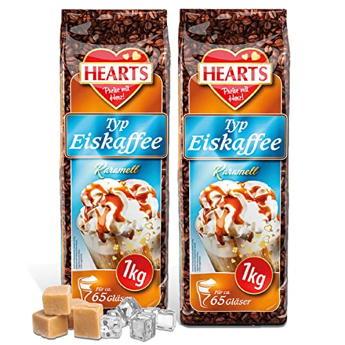 HEARTS Eiskaffee Karamell 2er Pack x 1 kg, Intant Kaffee Pulver für Sommer, schnelle Zubereitung, löslich milchig cremig, reicht für 160 Tassen HEARTS Eiskaffee Karamell 2er Pack x 1 kg, Intant Kaffee Pulver für Sommer, schnelle Zubereitung, löslich milchig cremig, reicht für 160 Tassen von HEART's