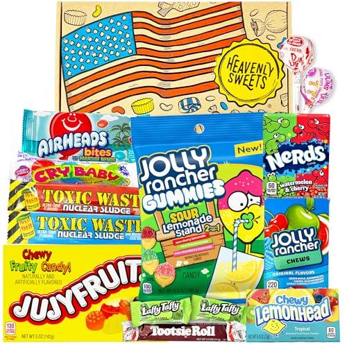 Amerikanische Süßigkeiten Geschenkbox - USA Amerikanische Vegetarische Süßigkeiten - Geschenkkorb für Geburtstag, Vatertag - Heavenly Sweets von HEAVENLY SWEETS