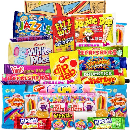UK English Retro Sweets Gift Box - Britische Süssigkeiten Auswahl an Swizzels - Geschenkset mit Party-Candy - Adventskalender Süßigkeiten - Grosspackung Leckereien von HEAVENLY SWEETS