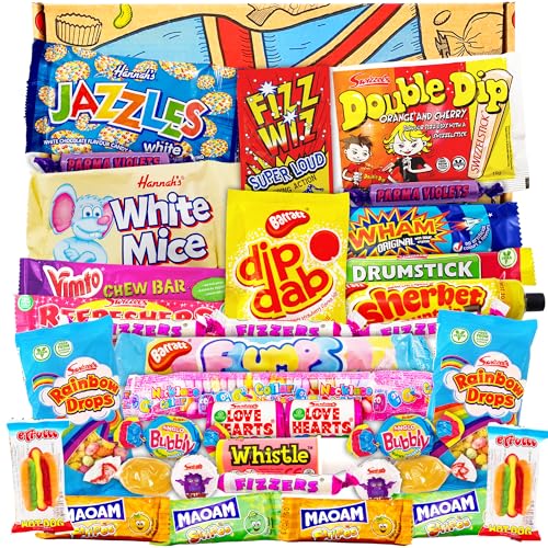 Heavenly Sweets | UK Süßigkeiten Box | Englische Retro-Süßigkeiten Geschenkbox | Geschenkset mit Party-Candy | Geburtstag Jahrestag Vatertag Muttertag Ostern Süßigkeiten | Grosspackung Leckereien von HEAVENLY SWEETS