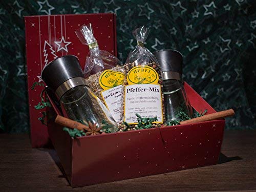 HEBEL `s Weihnachtliche Geschenkbox Gewürzmühlen-Set (weihnachtliche weiße Box) von HEBEL