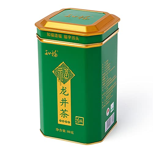 Longjing Tee, Chinesischer Grüner Tee 80 G Nettoinhalt Starker Duft Süßer Geschmack Flacher Schwerer Zarter Frühlingstee in Dosen für Zuhause, Schule, Büro von HEEPDD