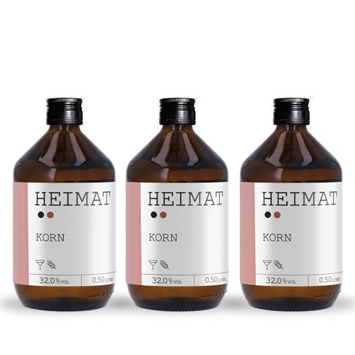 HEIMAT Korn 32% - 3 x 500ml Weich-cremig milder Weizenkorn für Shots oder Cocktails - Heimat Destillers World Spirit Awards 2022 Gewinner (500ml) von HEIMAT