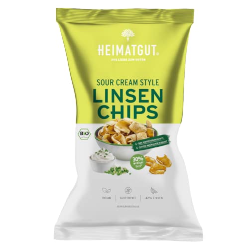 HEIMATGUT® Bio Linsen-Chips Sour Cream Style | Vegane Chips aus Linsen | Healthy Low-Carb Snack | Glutenfrei & Ohne künstliche Zusätze | Mehr als 10g Eiweiß Pro 100g (7 x 75g) von HEIMATGUT AUS LIEBE ZUM GUTEN