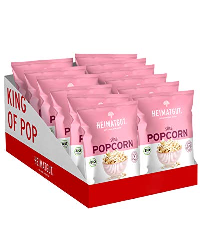 HEIMATGUT® Bio Vegan Popcorn Süß | Aus bestem Butterflycorn Popcorn-Mais | Mit Bio Kokosöl & Ohne Butter oder Palmöl | 10 Popcorn-Tüten à 90g | Glutenfrei & Ohne Künstliche Zusätze (10 x 90g) von HEIMATGUT AUS LIEBE ZUM GUTEN