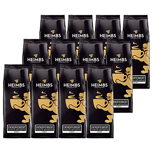 HEIMBS Entkoffeiniert Feinster Röstkaffee, 250g ganze Bohne, 12er Pack von Heimbs