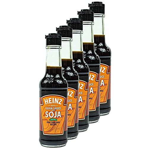 Heinz - 5er Pack Süße asiatische Sojasauce in 150 ml Glasflasche - Soja Sauce Würzsauce aus Sojabohnen hergestellt und mit feinen Kräutern und Gewürzen von HEINZ