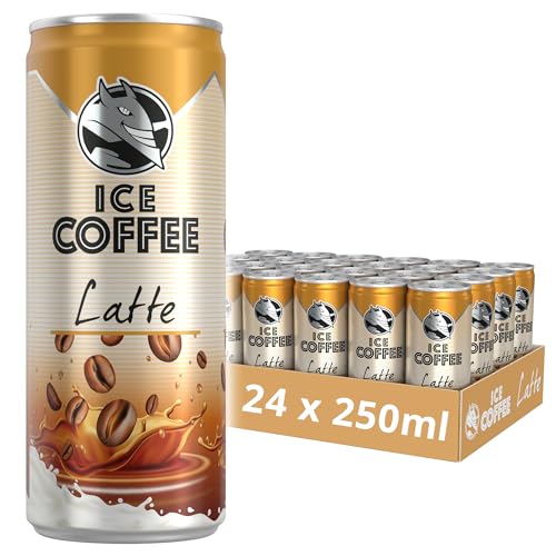 HELL Ice Coffee Latte | 24 x 250 ml Dosen Multipack | 40 mg/100 ml Koffein | enthält echte Arabica & Robusta Kaffeebohnenextrakte | 75% UHT-Milch | Konservierungsstofffrei | Eiskaffee | trinkfertig von HELL ENERGY