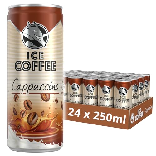 HELL Ice Coffee Cappuccino | 24 x 250 ml Dosen Multipack | 40 mg/100 ml Koffein | enthält echte Arabica & Robusta Kaffeebohnenextrakte | 75% UHT-Milch | Konservierungsstofffrei | Eiskaffee | von HELL ENERGY