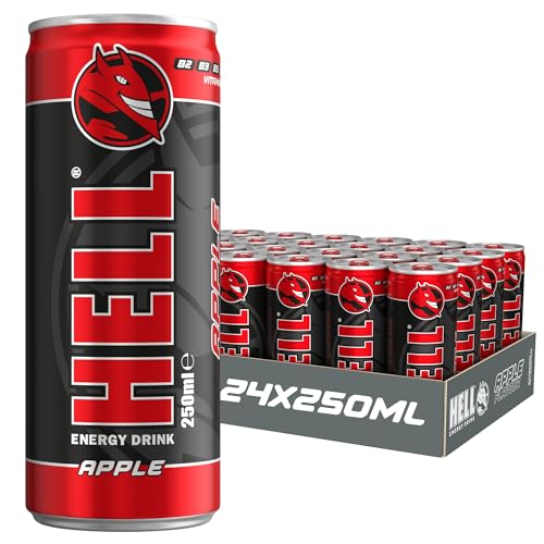 HELL Energy Drink Apple Flavour | 24 x 250 ml Dosen Multipack | 32 mg/100 ml Koffein | enthält Vitamine B2 B3 B5 B6 B12 | Konservierungsstofffrei | vegan | reduziert Müdigkeit und steigert die Energie HELL Energy Drink Apple Flavour | 24 x 250 ml Dosen Multipack | 32 mg/100 ml Koffein | enthält Vitamine B2 B3 B5 B6 B12 | Konservierungsstofffrei | vegan | reduziert Müdigkeit und steigert die Energie von HELL ENERGY