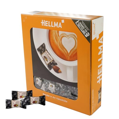 Hellma Mandel in der Kakaohülle - 380 Stk. schokoliert, einzeln - je 2,4 g - Vorrats-Box - für Café und Gastronomie von Hellma