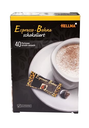 Hellma Espresso-Bohne in Zartbitter-Schokolade - 40 Stk. schokoliert, einzeln - je 1,1 g - Vorrats-Box - für Café, Gastro Hellma Espresso-Bohne in Zartbitter-Schokolade - 40 Stk. schokoliert, einzeln - je 1,1 g - Vorrats-Box - für Café, Gastro von Hellma