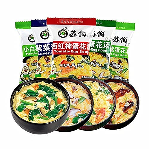HELLOYOUNG 6g chinesischer Bio-Instant-Suppen-Kräutertee Grünes Essen heißes Wasser hinzufügen und genießen köstlich im Geschmack (Tomato Egg Drop Soup) von HELLOYOUNG