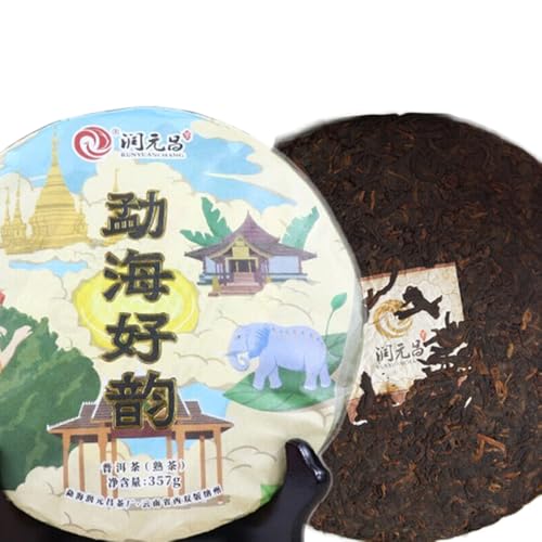 Reifer Puer gekochter Kuchen RUN YUAN CHANG Menghai Haoyun 357g Pu-erh Pu'er Tee von HELLOYOUNG