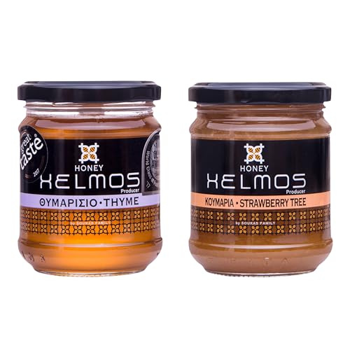Helmos Honig Mix: Griechischer Thymian Honig 250g und Erdbeerbaum Honig 250g (Total: 500g) von Helmos
