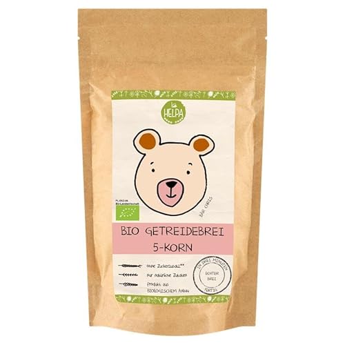 HELPA BIO Kornbrei - 5-Korn-Brei – Dinkelgrütze - Brei – Hirse – Buchweizen – Grieß – Hafer – Roggen – Babys - Babynahrung - Brei für Kinder - Babybrei - Haferbrei Baby von HELPA
