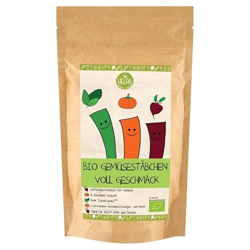 HELPA BIO Gemüse Pulver Päckchen - Für Breie - Haferbrei - Joghurt – Gesunder Snack – Rote Bete – Spinat – Kürbis – Gefriergetrocknetes Gemüse – Ökologisch – Ergänzung für Brei - Gemüsestäbchen von HELPA