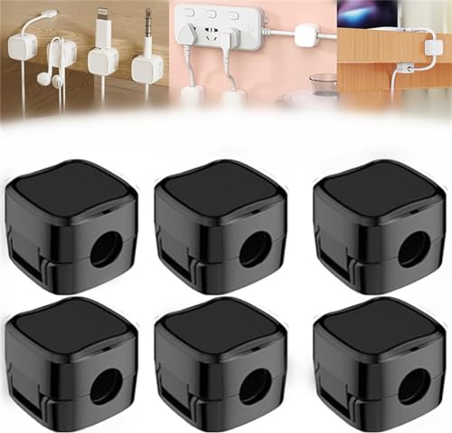 6 Stück Uierty Ladekabelhalter,Ladekabel,magnetischer Kabel-Organizer,Aufbewahrungshalter,für Nachttisch,Küchengeräte,Bürobedarf (Black) von HELVES