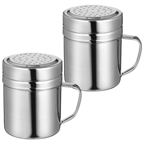 Hemoton Edelstahl Dredges Metall Dredge Shaker mit Griff Gewürzspender Gewürzdose für Küche 2 Stück von HEMOTON