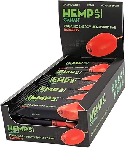 Canah® Hemp Up Bio Energie Hanfriegel mit Berberitze - Getrocknete Früchte Milch- freien Hanf Protein Riegel - vegane Snacks zur Stärkung - Gesundes Lifestyle Packung von 15x48 Gramm von HEMP UP!