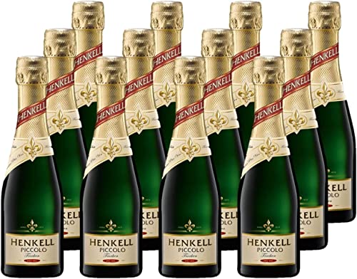 Henkell Sekt Trocken Piccolo (12 x 0,2 l) - Original Henkell Sektgenuss in praktischer Kleinflasche, ideal für unterwegs oder den kleinen Genussmoment, frisch, fruchtig, feinperlig, VEGAN von Henkell