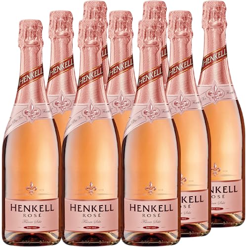 Henkell Sekt Rosé Trocken (9 x 0,75 l) - Veganer Rosé Sekt, harmonisches Süß-Säurespiel, beerig-fruchtige Cuvée aus ausgesuchten roten Rebsorten, ausgewogen, feinperlig, VEGAN von Henkell