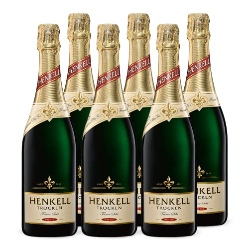 Henkell Trocken Deutscher Premium Sekt (6x0,75l) Trockener Schaumwein aus vier erlesenen Grundweinen - darunter Chardonnay - Feinperlig, fruchtig frisch, vegan von Henkell