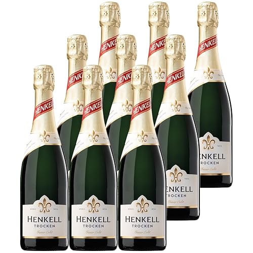 Henkell Trocken Deutscher Premium Sekt (9x0,75l) Trockener Schaumwein aus vier erlesenen Grundweinen - darunter Chardonnay - Feinperlig, fruchtig frisch, vegan von Henkell