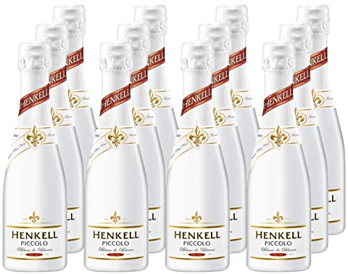 Henkell Sekt Blanc de Blancs Trocken Piccolo (12 x 0,2 l) - Fruchtig-frischer Sektgenuss in praktischer Kleinflasche, feinprickelnd und Vegan von Henkell
