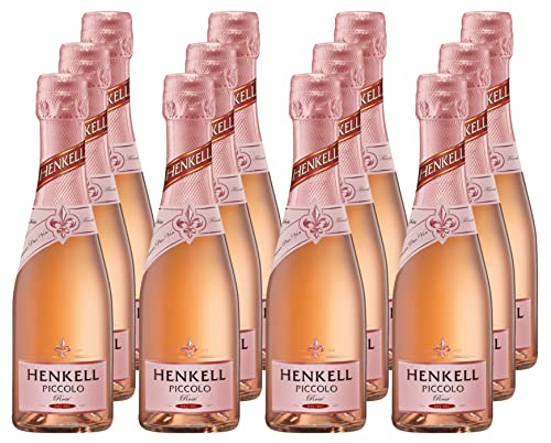 Henkell Sekt Rosé Trocken Piccolo (12 x 0,2 l) - Beerig-fruchtiger Sekt, in praktischer Kleinflasche für den kleinen Genuss oder unterwegs, feinperlig, VEGAN von Henkell