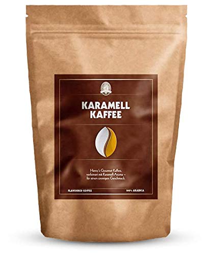 Henry´s Karamell Kaffee 1000g - Gourmet Kaffee mit feinsten Aromen verfeinert - handwerkliche Röstung - Premium Kaffeebohnen von HENRY'S COFFEE WORLD Fresh Bean Roaster