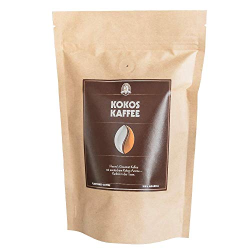 Henry´s Kokos Kaffee 500g - unser Gourmet Kaffee mit feinsten Aromen verfeinert - handwerkliche Röstung - Premium von HENRY'S COFFEE WORLD Fresh Bean Roaster