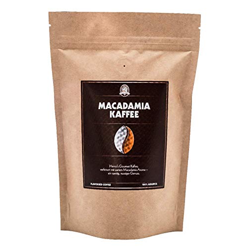 Henry´s Macadamia Kaffee 1000g - unser Gourmet Kaffee mit feinsten Aromen verfeinert - handwerkliche Röstung - Premium Kaffeebohnen von Henrys