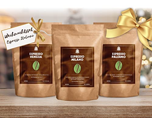 Weihnachtsset | "Espresso Italiano" | Espressobohnen | 3x100g | Probierset von Henrys