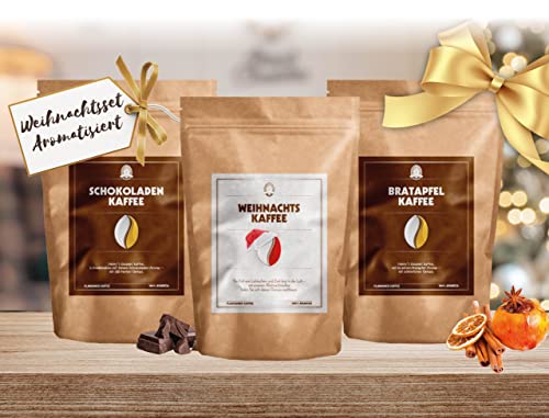 Weihnachtsset Kaffee "aromatisiert" | Gourmet Kaffeebohnen | handwerkliche Röstung |3x100g | Kaffeeset von Henrys