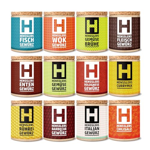 HENSSLERS 12er XXL-Gewürzset – Gewürzmischungen für Gemüse, Fleisch, Fisch, Currys, Barbecue uvm., Gewürze zum Braten, Kochen, Grillen, Schmoren und Verfeinern HENSSLERS 12er XXL-Gewürzset – Gewürzmischungen für Gemüse, Fleisch, Fisch, Currys, Barbecue uvm., Gewürze zum Braten, Kochen, Grillen, Schmoren und Verfeinern von HENSSLERS