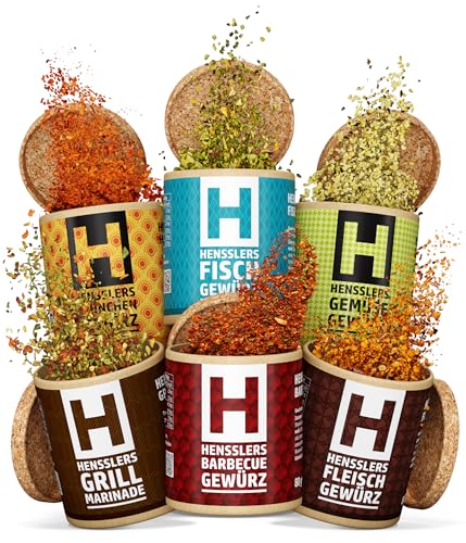 HENSSLERS 6er BBQ Set – Barbecue-Gewürz, Gewürzmischungen für Fleisch, Fisch, Hähnchen, Grill-Marinade & Gemüse-Gewürz, zum Braten, Grillen, Marinieren, Kochen uvm., 5x 80 g und 1x 50 g HENSSLERS 6er BBQ Set – Barbecue-Gewürz, Gewürzmischungen für Fleisch, Fisch, Hähnchen, Grill-Marinade & Gemüse-Gewürz, zum Braten, Grillen, Marinieren, Kochen uvm., 5x 80 g und 1x 50 g von HENSSLERS