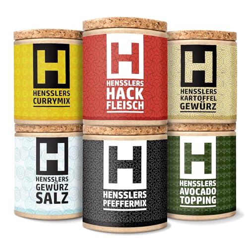 HENSSLERS 6er Gewürz-Set – Gewürz-Salz, Pfeffer-Mix, Curry-Mix, Kartoffel-Gewürz, Hackfleisch-Gewürz und Avocado Topping, zum Braten, Grillen, Verfeinern, Kochen uvm., 5x 80 g und 1x 50 g HENSSLERS 6er Gewürz-Set – Gewürz-Salz, Pfeffer-Mix, Curry-Mix, Kartoffel-Gewürz, Hackfleisch-Gewürz und Avocado Topping, zum Braten, Grillen, Verfeinern, Kochen uvm., 5x 80 g und 1x 50 g von HENSSLERS