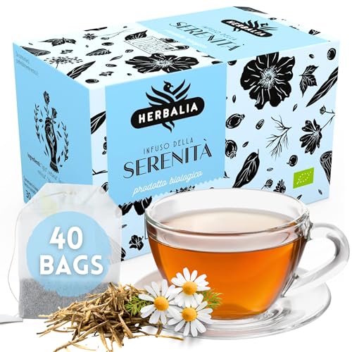 HERBALIA - Entspannender Tee "Serenität" in Teebeuteln, Relax-Infusionsset mit 40 Teebeuteln ohne Metallklammern, 60 g (Lindenblüte, Verbene, Süßholzwurzel, Kamille) - Serenitätstee von HERBALIA