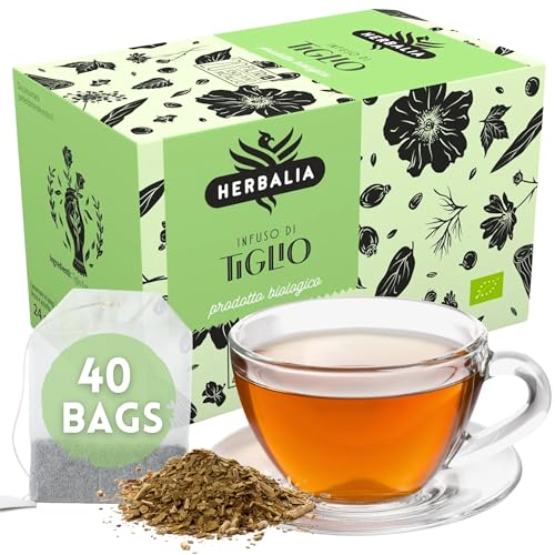HERBALIA - Lindenblüten-Tee in Teebeuteln, Lindenblüten-Infusionsset mit 40 Teebeuteln ohne Metallklammern für Tees und Kräutertees HERBALIA - Lindenblüten-Tee in Teebeuteln, Lindenblüten-Infusionsset mit 40 Teebeuteln ohne Metallklammern für Tees und Kräutertees von HERBALIA