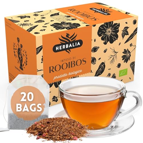 HERBALIA - Rooibos-Tee in Teebeuteln, Rooibos-Infusionsset mit 20 Teebeuteln ohne Metallklammern, 26 g - Ideal für Tees und Kräutertees HERBALIA - Rooibos-Tee in Teebeuteln, Rooibos-Infusionsset mit 20 Teebeuteln ohne Metallklammern, 26 g - Ideal für Tees und Kräutertees von HERBALIA