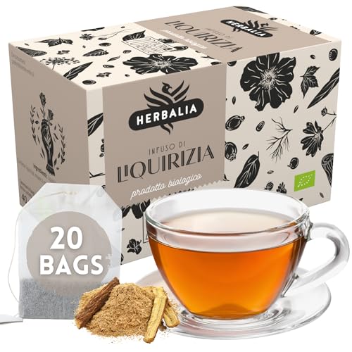 HERBALIA - Süßholzwurzel-Infusion in Teebeuteln, Süßholzwurzel-Infusionsset mit 20 Teebeuteln ohne Metallklammern, 40 g Süßholzwurzel für Tees und Kräutertees HERBALIA - Süßholzwurzel-Infusion in Teebeuteln, Süßholzwurzel-Infusionsset mit 20 Teebeuteln ohne Metallklammern, 40 g Süßholzwurzel für Tees und Kräutertees von HERBALIA