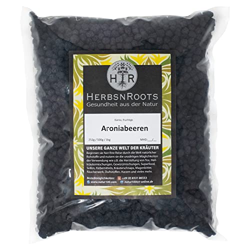 Aroniabeeren 1000g • Apfelbeeren ganz und getrocknet • Aronia Trockenfrüchte • Erste Wahl • intensiver Geschmack • 100% Natur • vegan • frei von unnötigen Zusatzstoffen • HerbsnRoots von HERBSNROOTS
