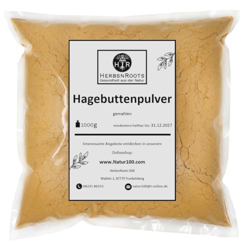 Hagebuttenpulver 1000g • "Arthrose" • Ganze Hagebutte Gemahlen • 100% Natur • reines Pulver aus Kontrolliertem Anbau • Erste Wahl • Abgefüllt in Deutschland • HerbsnRoots Hagebuttenpulver 1000g • "Arthrose" • Ganze Hagebutte Gemahlen • 100% Natur • reines Pulver aus Kontrolliertem Anbau • Erste Wahl • Abgefüllt in Deutschland • HerbsnRoots von HERBSNROOTS