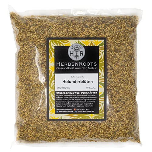 Holunderblüten 1000g • "Antistress" • geprüfte Qualität • hoher Wirkstoffanteil • ähnlich Schwedenkräuter • HerbsnRoots von HERBSNROOTS