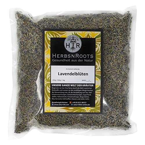 Lavendelblüten 1000g • Lavendel intensiv duftend • Ganze Blüten für Lavendelsäckchen, Tee oder als Duft • 100% Natur • Kräutertee • Erste Wahl • HerbsnRoots von HERBSNROOTS