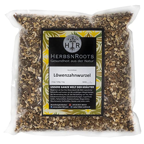 Löwenzahnwurzel 500g • "Leber" • Löwenzahn -Tee • getrocknet und geschnitten • Erste Wahl • hoher Wirkstoffanteil • ähnlich Schwedenkräuter • HerbsnRoots von HERBSNROOTS